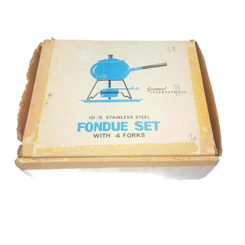 Vintage 1970 Fondue‎ Set Stainless Steel Gourmet International 86-14914